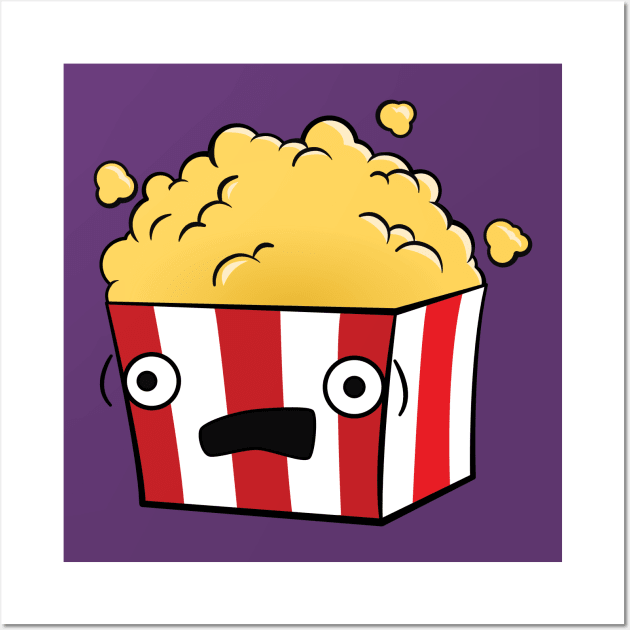 Cute, Kawaii, Cartoon Popcorn Wall Art by rideawavedesign